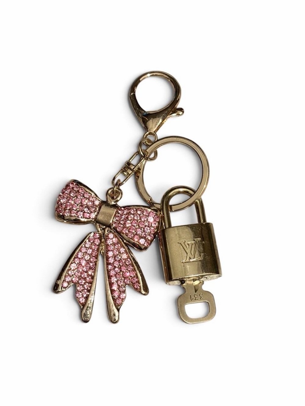 Louis Vuitton Lock & Key #331 w/a Pink Rhinestone Bow Keychain